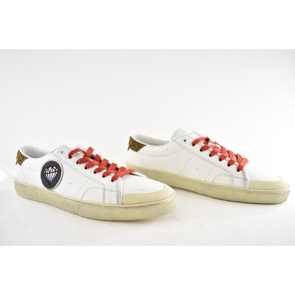 Saint Laurent Mens SL 37 Surf Court Diamond White Flat Low Top Sneaker 44 11 - Picture 5 of 14